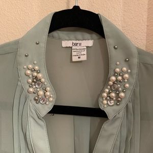 Bar III Embellished chiffon blouse mint medium